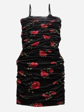 Blue Leopard floral bodycon mesh ruched midi dress black and red plus size 3XL